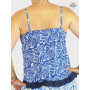 caraco bleu a volants, haut fleuri dos nu, top bleu a bretelles fines, t shirt coton femme