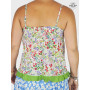 haut dos nu femme, top a bretelles réglables, caraco vert a volants, t shirt a petite fleurs