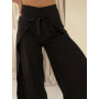 pantalon fendu noir en viscose, palazzo noir, pantalon wrap, pantalon boheme noir, pantalon indonesien noir, pantalon femme noir