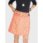 jupe femme rouge et blanche, jupe bouton, jupe droite femme, jupe genoux fendue passepoile