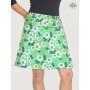 jupe verte, fleurs blanche, ceinture plate, passepoile, jupe vert fluo, jupe pomme granny, jupe fleurs blanche
