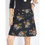 jupe noire a fleurs, jupe femme habillé, tenue chic, jupe évasée, jupe reversible, jupe taille haute