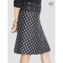 jupe noire a pois blancs, jupe évasée pour femme taille haute ajustable jupe genoux, jupe coton été sobre