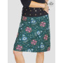 jupe vert foncé, jupe florale, jupe femme, jupe été, jupe droite, jupe taille haute, jupe taille basse, jupe genoux caché
