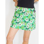 jupe ete femme vert pomme, jupe a fleurs blanche, mini jupe courte passepoile bouton pression coton