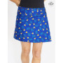 jupe courte fantaisie, mini jupe coton patineuse colorée, jupe bleue femme, jupe imprimée décontractée à bouton