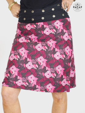 Jupe Rose Longue Rayonne Imprimé Fleurs Reversible Taille Unique - TR1