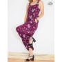 Salopette Femme Sans Manches Ajustable Motif Floral Magenta - RORI