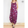 Salopette Femme Sans Manches Ajustable Motif Floral Magenta - RORI