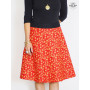 jupe rouge a fleurs, jupe évasée, jupe taille fine, jupe femme, jupe coton, jupe réversible, portefeuille, coton