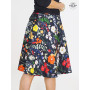 jupe portefeuille noire à fleurs multicolore, ceinture a nouer, jupe été femme, jupe réversible coton