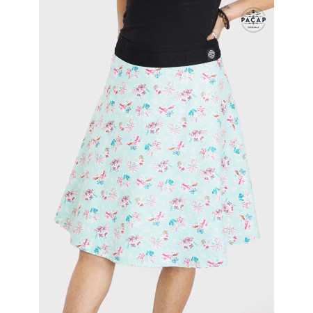 jupe femme, jupe ete, jupe crayon ,jupe liberty, jupe à fleurs, décontracté, jupe coton à motif, jupe ethnique