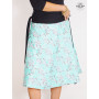 jupe à fleurs, jupe verte, jupe taille haute, jupe asymetrique, jupe longue, jupe genoux, jupe a nouer