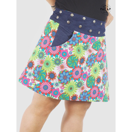 Jupe Trapèze en Jeans Réversible Taille Unique Femme Ronde “2 Longu...