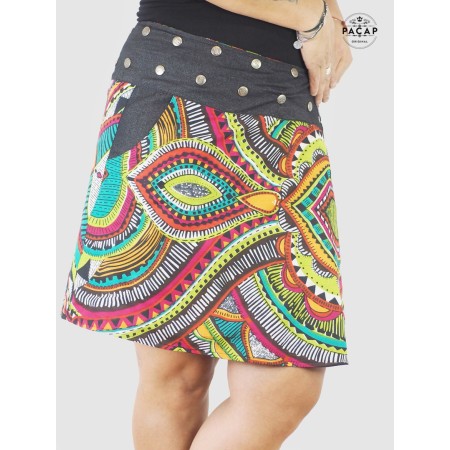 Jupe Femme Forte Jeans Ceinture Large à Pression - BAMBOU XL