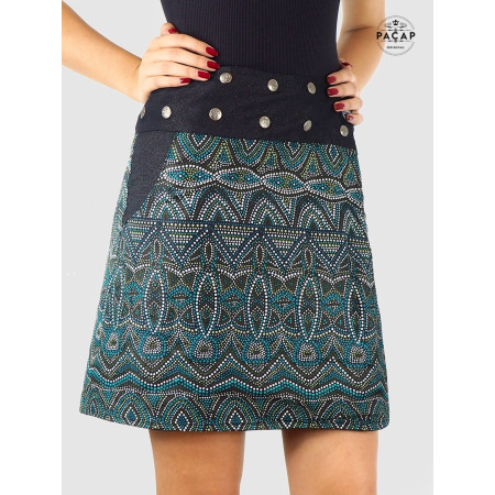 jupe ethnique ikat à pois, jupe aborigène, jupe a poche, jupe grande taille pour femme ronde,