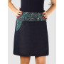 jupe ethnique grande taille en jean noire réversible motif ikat aborigène, jupe tribal, jupe indigène
