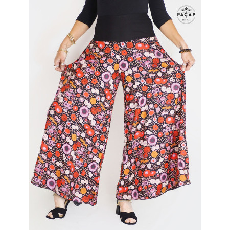 pantalon a fleurs roue, pantalon large, pantalon été, décontracté, pas cher, grosiste france sud marseille