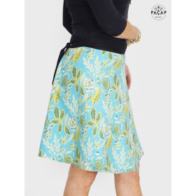 jupe fleurs, jupe verte, jupe coloré, jupe tropical, jupe feuille, jupe hawai, plage, vacances