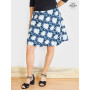 jupe bleue, jupe a fleurs, jupe evasée, jupe été ,jupe coton , jupe plage, jupe ajustable, jupe taille haute