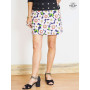 mini jupe femme, jupe courte de plage, jupe bleue, fleurs blanches, jupe patineuse, jupe tennis