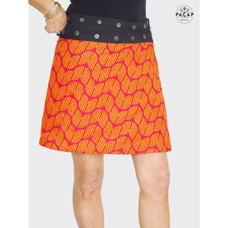 jupe femme colorée, jupe orange, jupe été, jupe vacances ,jupe plage, jupe originale, jupe fantaisie