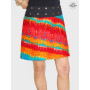 jupe droite, jupe orange roue bleue multicolore, jupe colorée, jupe coton , jupe a bouton