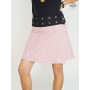 jupe rose trapèze, jupe asymetrique, jupe ceinture noire boutonnée, jupe imprimée taille unique