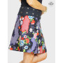 jupe noire a fleurs, jupe portefeuille réversible taille unique femme, jupe coton,  ceinture bouton metal