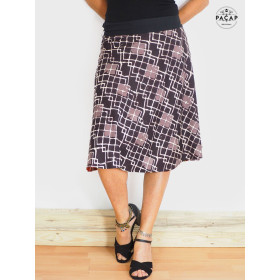 jupe a nouer, jupe femme, jupe noire à carreaux, jupe longue, jupe rayonne, jupe viscose à attacher, jupe genoux
