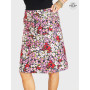 jupe noire, motif fleurs, jupe droite multi taille, portefeuille, bouton pression , wrap, ceinture, zippée, boutonnée