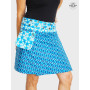 jupe bleue zippée, jupe portefeuille évasée, jupe été femme, jupe plage, motif tie and dye, jupe carreaux