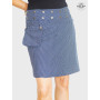 jupe zippée bleu marine, jupe droite, jupe a poche, jupe taille haute, jupe géométrique, jupe genoux, jupe été en coton