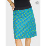 jupe droite à motif ethnique vert ceinture boutonnée pour femme hauteur genoux