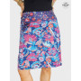 Jupe fleurs multicolores, jupe bleu, jupe droite, jupe été, jupe coton ,jupe wrap, jupe fendue