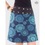 jupe mandala bleue, jupe tribale, jupe reversible, jupe asymetrique, jupe fendue, jupe géometrique bleue, jupe bleue fantaisie