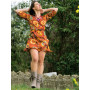 robe wrap satin femme, robe rouge cache-coeur, robe portefeuille manche courtes, robe mandala, robe en soie
