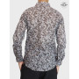 chemise costume a fleurs, coton, motif liberty, manche longue, noir carbon, chemise cintrée, chemise noire