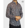 chemise liberty noire, chemise coton a fleurs, chemise taille s, chemise habillée, chemise formelle à fleurs