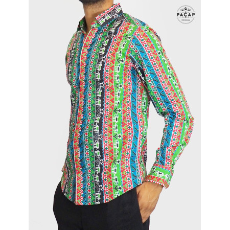 chemise originale homme, chemise africaine en coton, chemise animal, chemise fantaisie