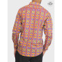 chemise homme colorée, chemise originale, manche longue, coton imprimé, bouton pression, chemise aztèque ethnique