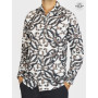 Chemise marron imprimé originale, bouton pression argentée, chemise fantaisie vintage