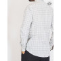 chemise habillée homme motif gris a carreaux, chemise coton pas cher, chemise bouton pression argentée
