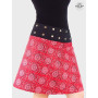 jupe rouge femme, jupe taille haute, jupe ceinture boutons, jupe évasée, jupe coton, jupe colorée