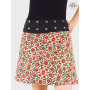 jupe creme boutonnée, jupe a fleurs rouge, jupe femme imprimée, jupe rouge, jupe beige, jupe florale, ceinture noire