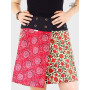 jupe fleurs reversible femme, jupe rouge fendue, jupe a fleurs rouges, jupe ouverte, jupe a fente, jupe wrap, jupe rouge