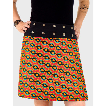 jupe orange femme, jupe droite, jupe rétro vintage, jupe groovy, jupe hippy, jupe ogee, jupe colorée