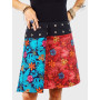 jupe réversible à fleurs rouge et bleue pour femme