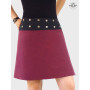Jupe Rouge bordeaux unicolore, jupe rouge unie, jupe genoux, jupe fendue, jupe portefeuille boutonnée