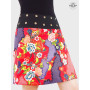 jupe rouge pour femme, jupe florale rouge, jupe a fleurs, jupe estampe japonaise, jupe fleurie rouge, portefeuille